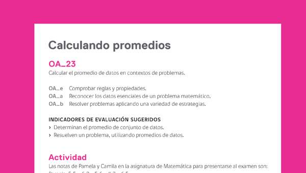 Evaluación Programas - MA05 OA23 - U4 - Calculando promedios