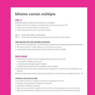 Evaluación Programas - MA06 OA01 - U1 - Mínimo común múltiplo