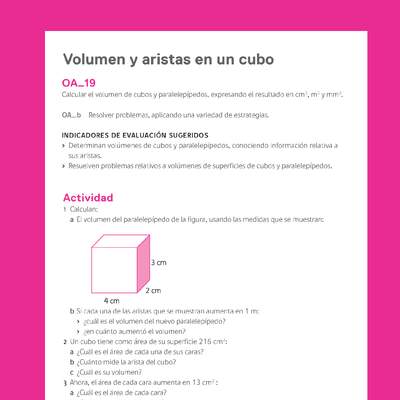 Evaluación Programas - MA06 OA19 - U3 - Volumen y aristas en un cubo