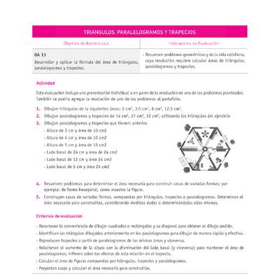 Evaluación Programas - MA07 OA13 - U3 - TRIÁNGULOS, PARALELOGRAMOS Y TRAPECIOS