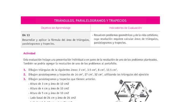 Evaluación Programas - MA07 OA13 - U3 - TRIÁNGULOS, PARALELOGRAMOS Y TRAPECIOS