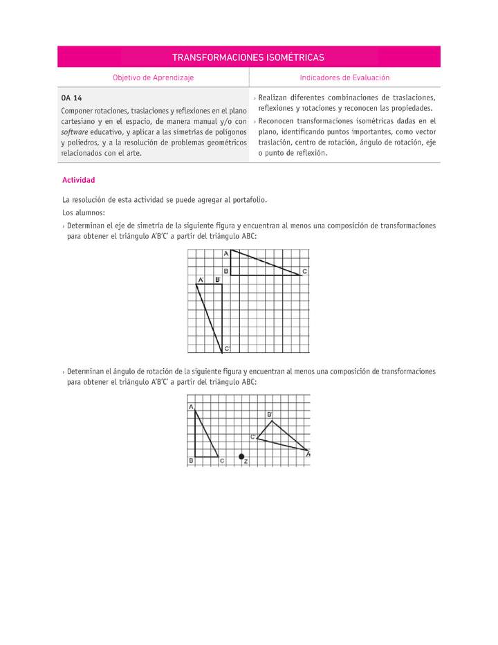 Evaluación Programas - MA08 OA14 - U3 - TRANSFORMACIONES ISOMÉTRICAS