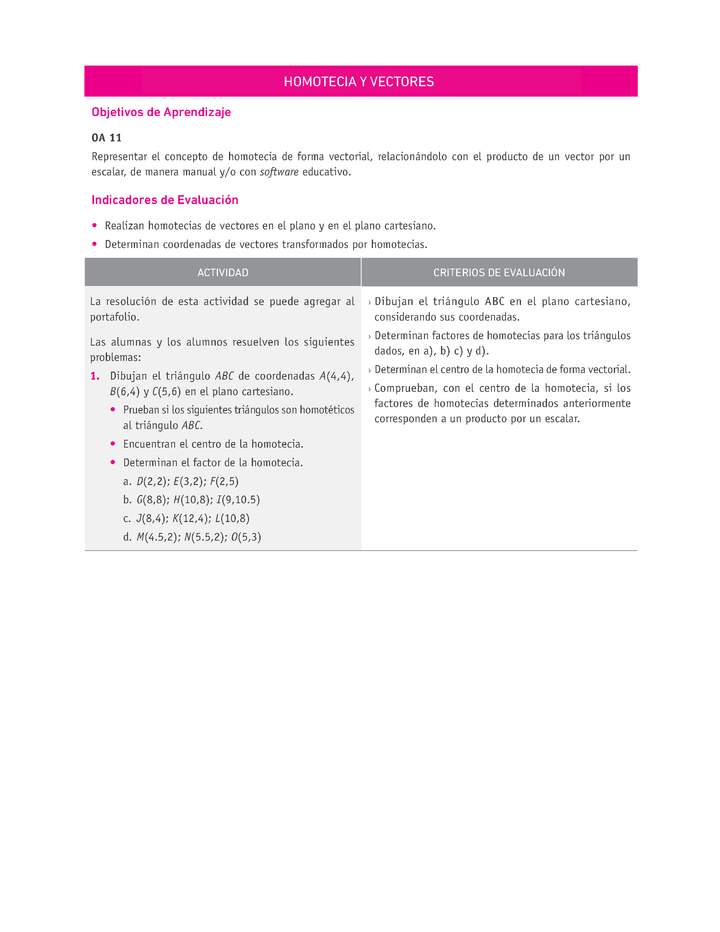 Evaluación Programas - MA1M OA11 - U3 - HOMOTECIA Y VECTORES