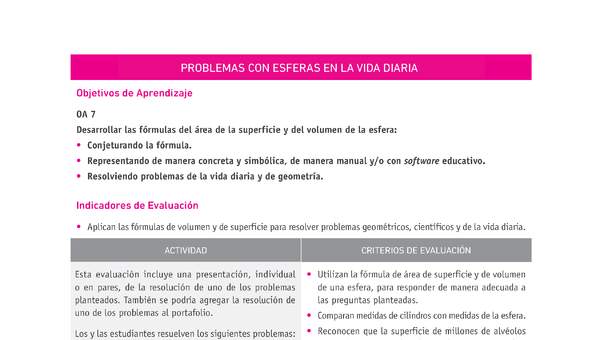 Evaluación Programas - MA2M OA07 - U1 - PROBLEMAS CON ESFERAS EN LA VIDA DIARIA