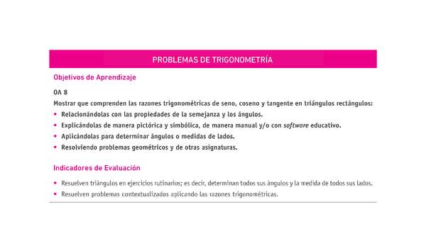 Evaluación Programas - MA2M OA08 - U3 - PROBLEMAS DE TRIGONOMETRÍA