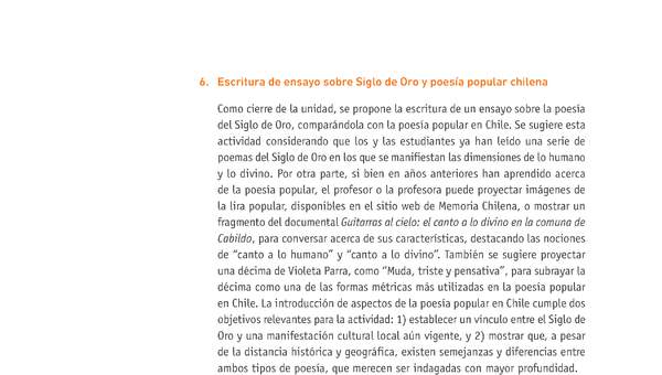 Evaluación Programas - LE2M OA14 - OA15 - U3 - ESCRITURA DE ENSAYO SOBRE EL SIGLO DE ORO Y POESÍA POPULAR CHILENA