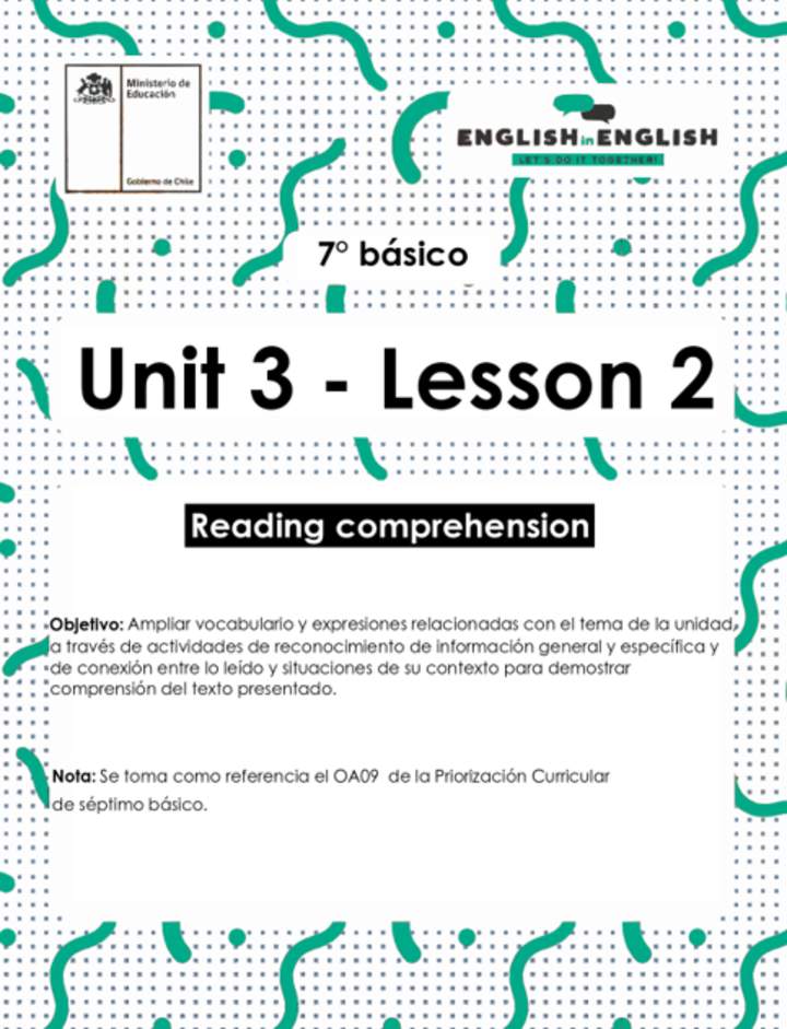 Actividades: 7° Básico Unidad 3 - Lesson 2