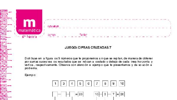 Juego: cifras cruzadas 7