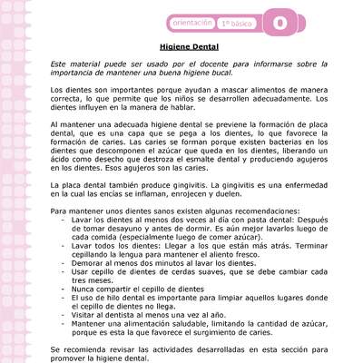 Actividad: Higiene dental Orientación 1º y 2º básico OA4