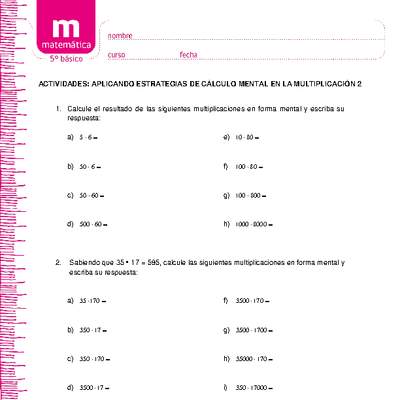 Aplicando estrategias de cálculo mental en la multiplicación 2