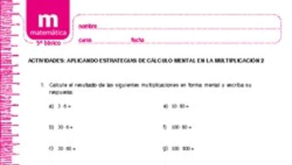 Aplicando estrategias de cálculo mental en la multiplicación 2