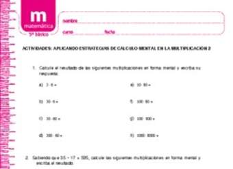 Aplicando estrategias de cálculo mental en la multiplicación 2