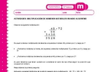 Multiplicación de números naturales usando algoritmo