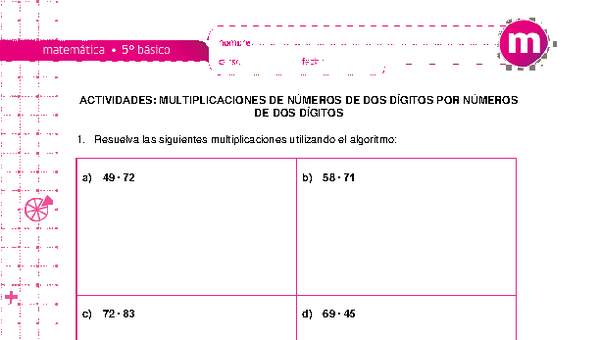 Multiplicaciones de números de dos dígitos por números de dos dígitos