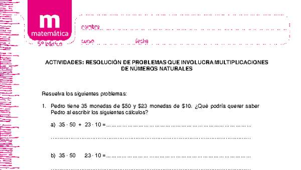 Resolución de problemas que involucra multiplicaciones de números naturales