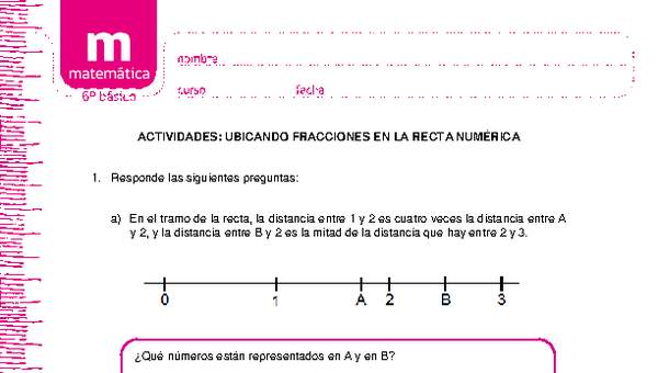 Ubicando fracciones en la recta numérica