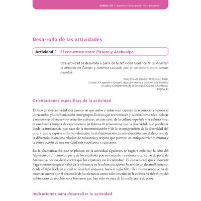 Actividad de Educación Ciudadana: Historia, Geografía y Ciencias Sociales 5º básico - El encuentro entre Pizarro y Atahualpa