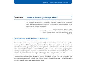 Actividad de Educación Ciudadana: Historia, Geografía y Ciencias Sociales 7º básico - La industrialización y el trabajo infantil