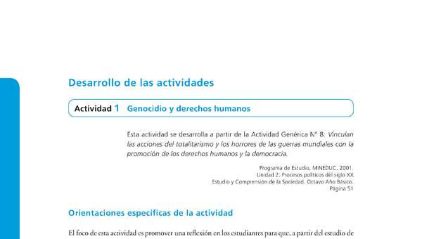 Actividad de Educación Ciudadana: Historia, Geografía y Ciencias Sociales 8º básico - Genocidio y derechos humanos