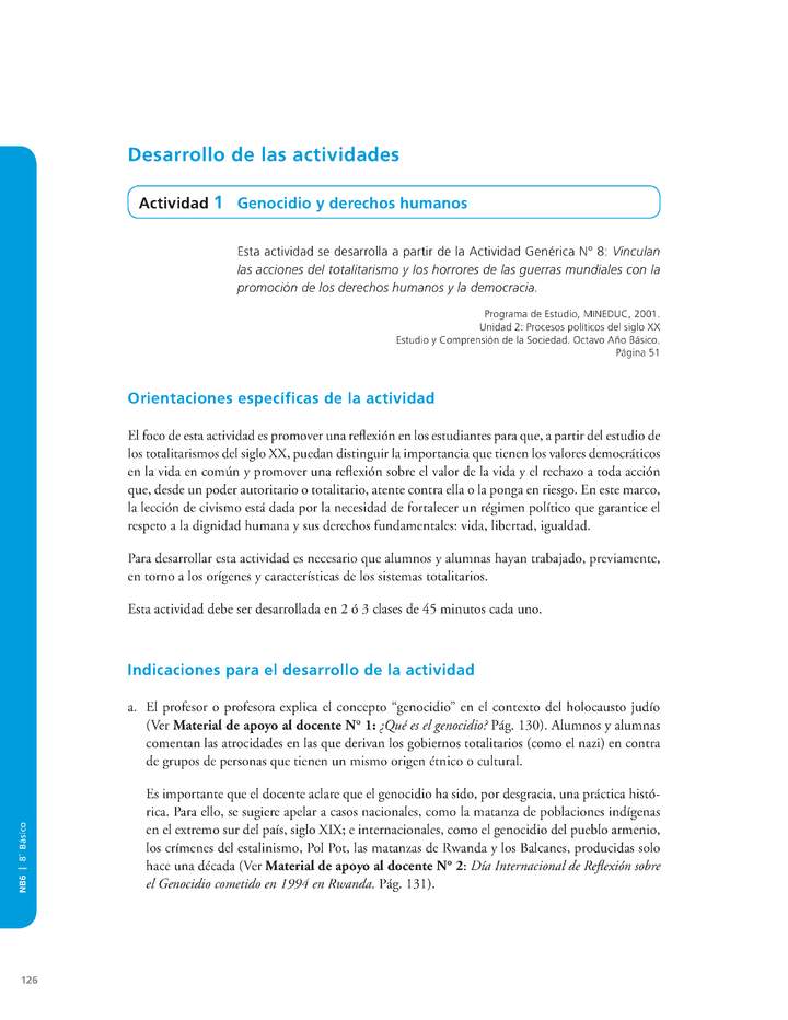 Actividad de Educación Ciudadana: Historia, Geografía y Ciencias Sociales 8º básico - Genocidio y derechos humanos