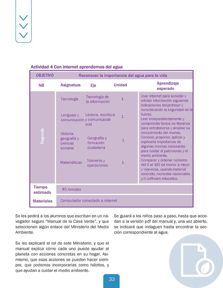 Actividad 4 guía educativa agua 1° y 2° Básico