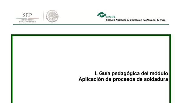 Guía pedagógica del módulo. Aplicación de procesos de soldadura