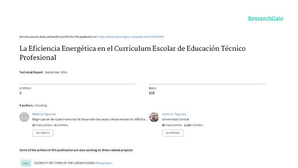 Agencia Chilena de Eficiencia Energética –AChEE (2016). La Eficiencia Energética en el Currículum Escolar de Educación Técnico-Profesional. Recuperado de: