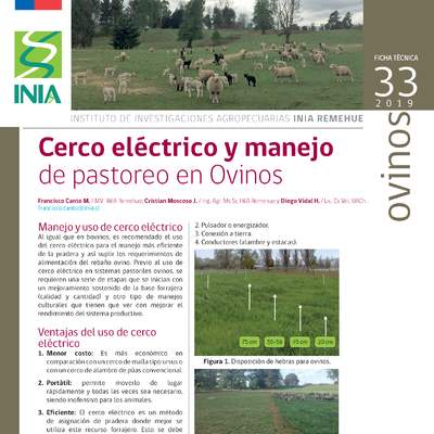 Ficha cerco eléctrico y manejo de pastoreo de ovinos, INIA