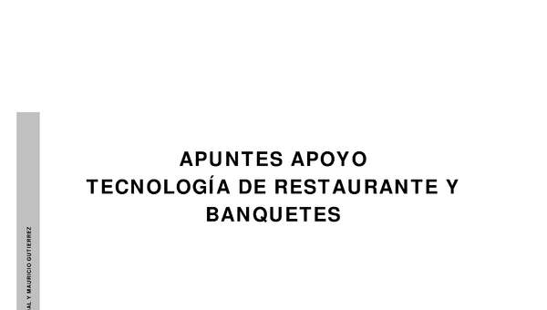 Apuntes de Apoyo Tecnología de Restaurante y Banquetes