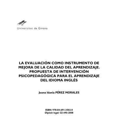 La evaluación como instrumento de mejora la calidad del aprendizaje.