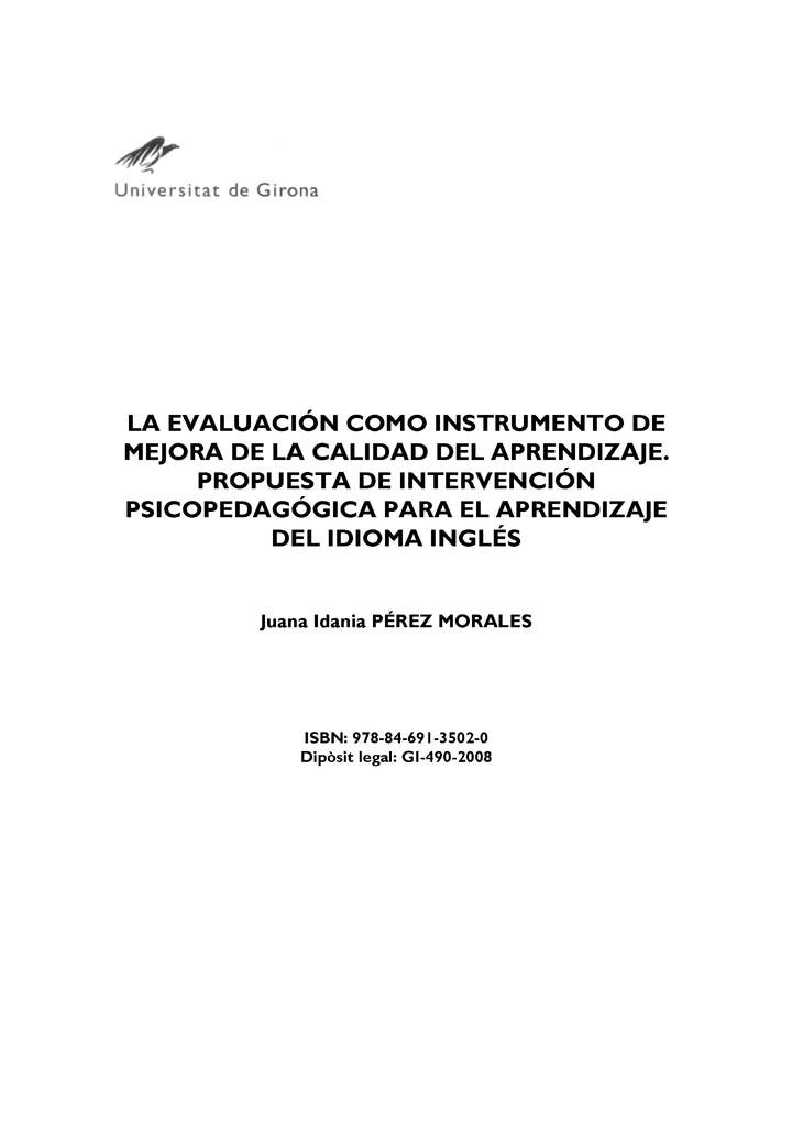 La evaluación como instrumento de mejora la calidad del aprendizaje.