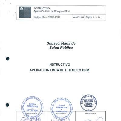 Lectura: Instructivo Aplicación Lista de chequeo BPM