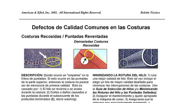 Defectos de calidad de costuras