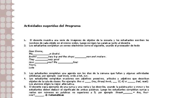 Actividades sugeridas Unidad 1