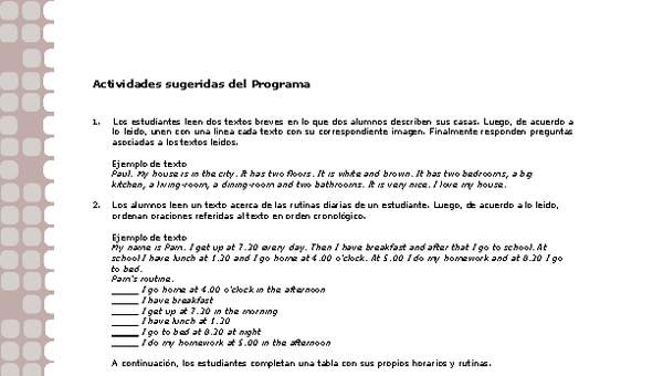 Actividades sugeridas Unidad 2