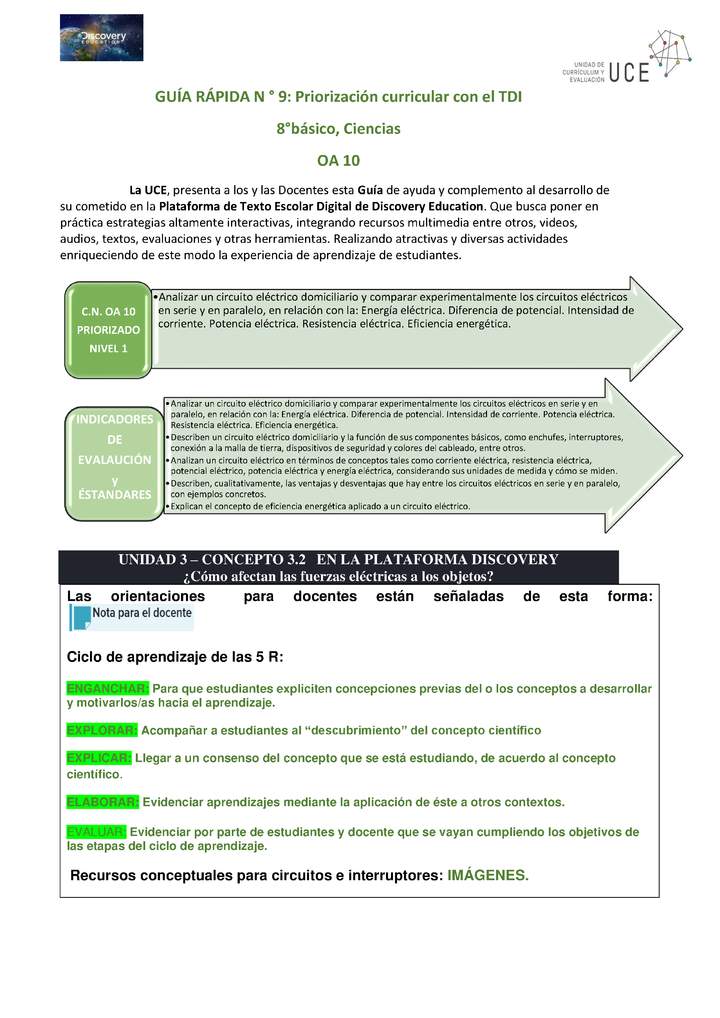 Guía rápida N° 9 Priorización ciencias OA 10