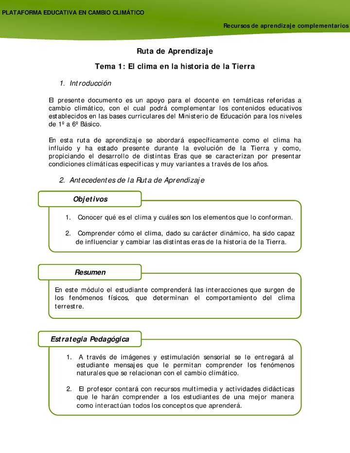 Experiencia de aprendizaje «El Clima en la Historia de la Tierra»