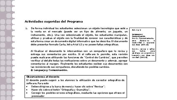 Actividades sugeridas Unidad 1