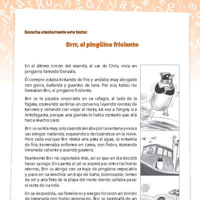 Comprensión de lectura El pingüino