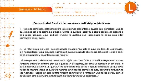 Escritura de un cuento a partir del principio de otro