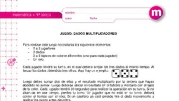 Juego: dados multiplicadores