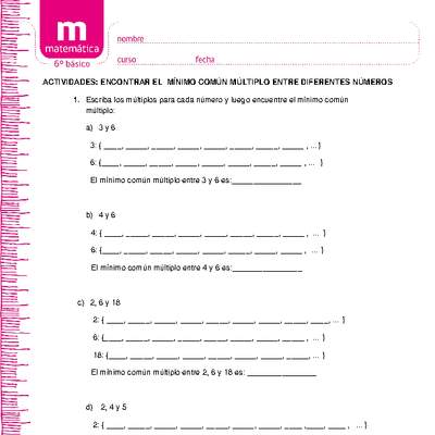 Encontrar el mínimo común múltiplo entre diferentes números