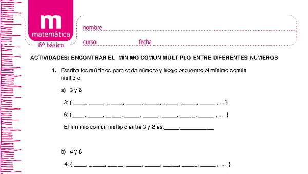 Encontrar el mínimo común múltiplo entre diferentes números