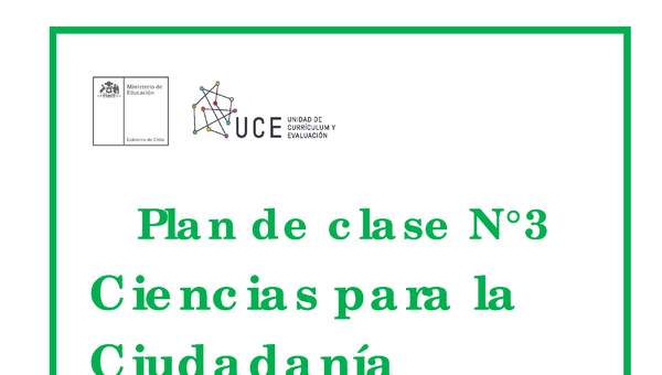 Plan de clases Nº3 Ciencias para la ciudadanía  Módulo Seguridad, prevención y Autocuidado 3° y 4° medio  OA3 Módulo  (2021)