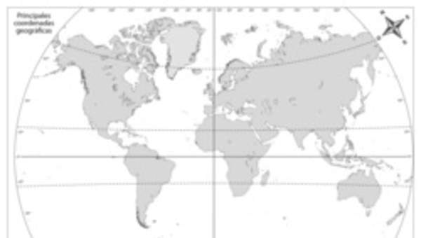 Mapa del mundo con las coordenadas geográficas mudo