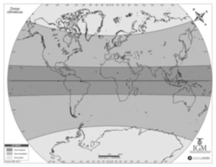 Mapa del mundo con las zonas climáticas