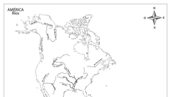 Mapa de América con los principales ríos