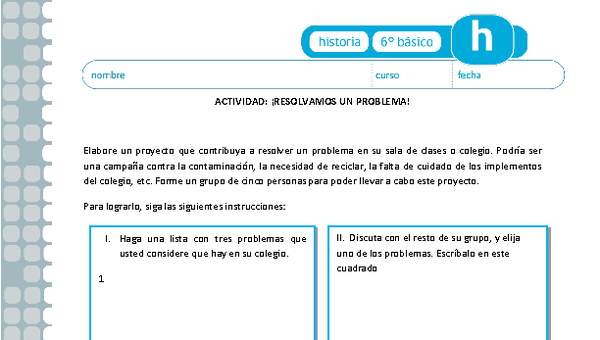 Actividad de elaboración de proyecto para resolver un problema