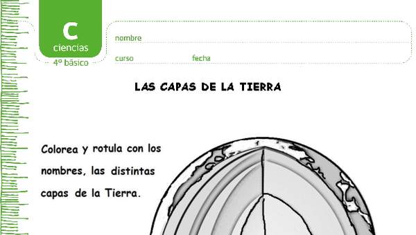 Colorea las capas de la tierra