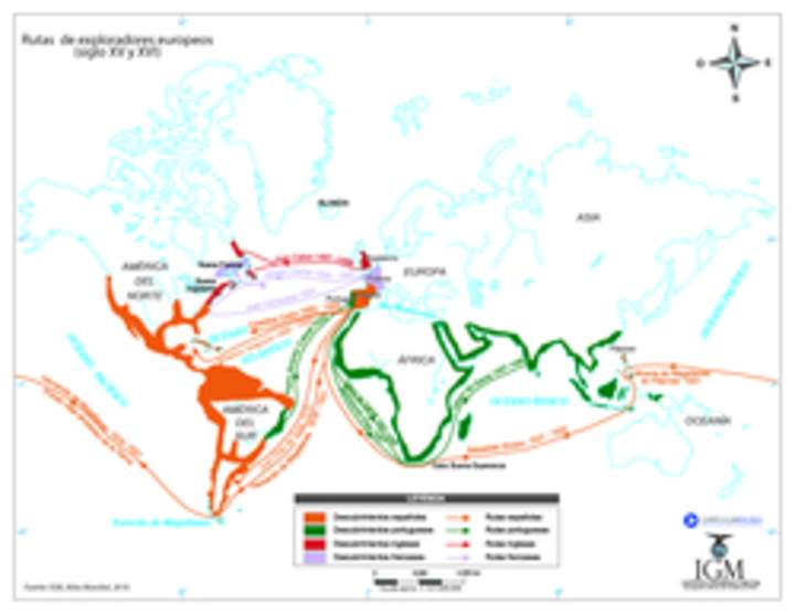 Rutas de exploradores europeos (siglo XV y XVI)